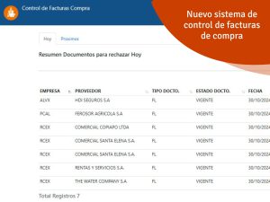 Nuevo sistema de control de facturas de compra